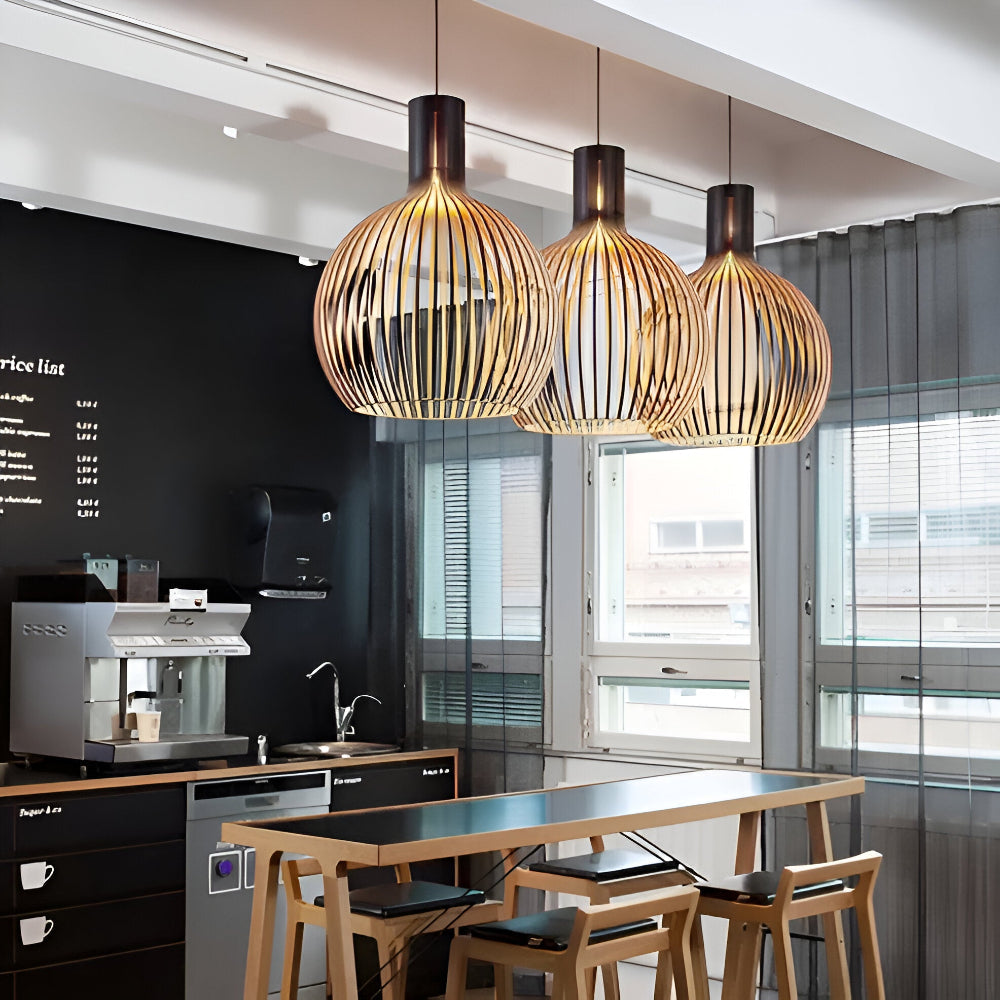 Pendant lights – wooden cage pendant light