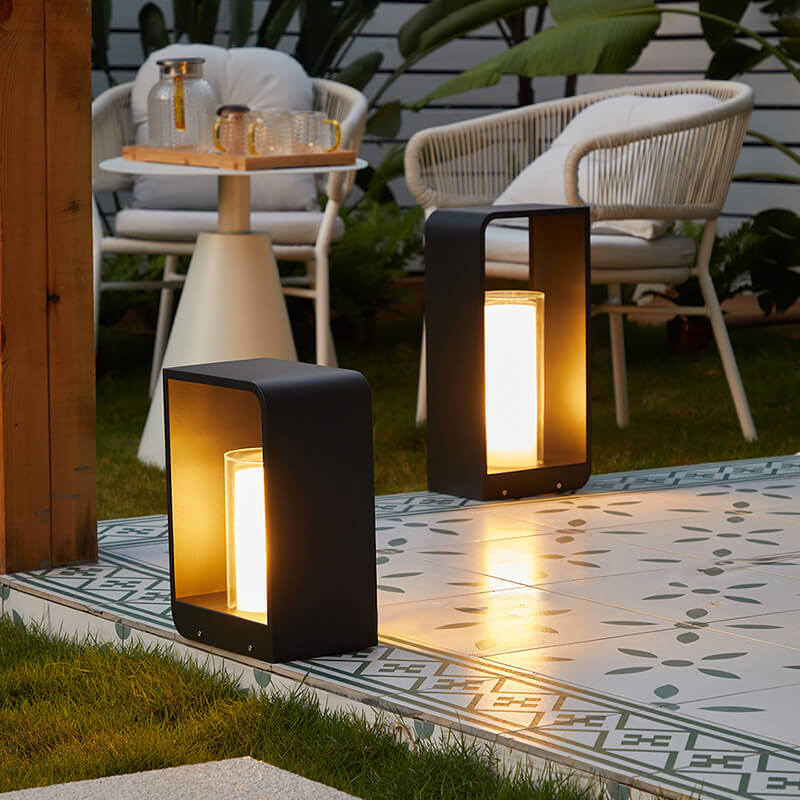 Black rectangular solar outdoor lantern with frosted glass by BROKLEN – view 18
