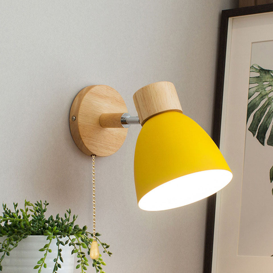 Scandinavian wood and metal cone wall light by BROKLEN – view 3