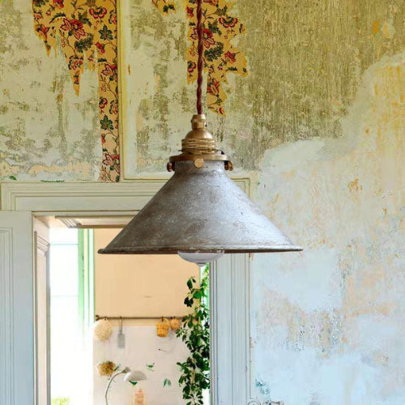 Vintage industrial cone metal pendant light by BROKLEN – view 3