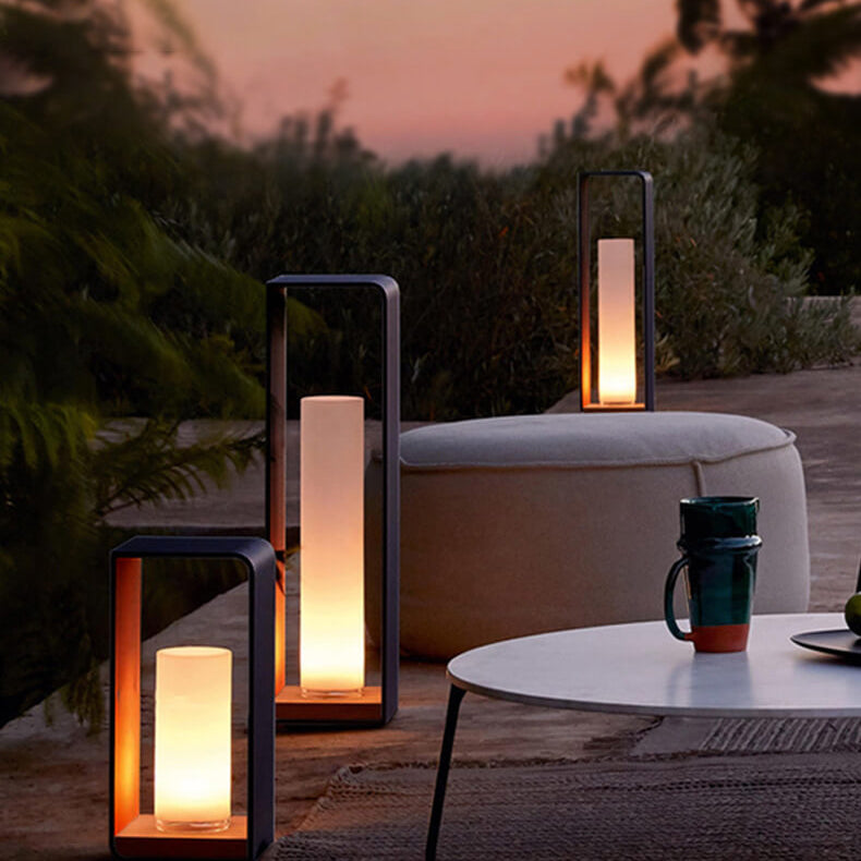Black rectangular solar outdoor lantern with frosted glass by BROKLEN – view 16