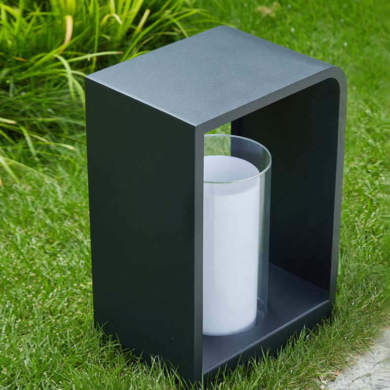 Black rectangular solar outdoor lantern with frosted glass by BROKLEN – view 5