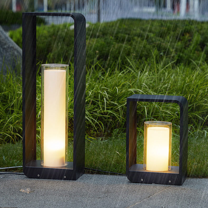 Black rectangular solar outdoor lantern with frosted glass by BROKLEN – view 21