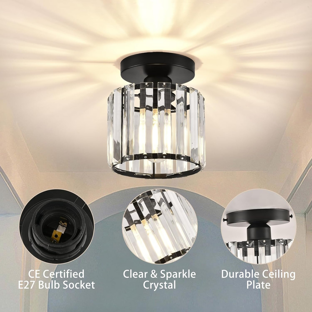 Crystal ceiling spotlight with E27 fitting – square and round light fixture by BROKLEN – view 18