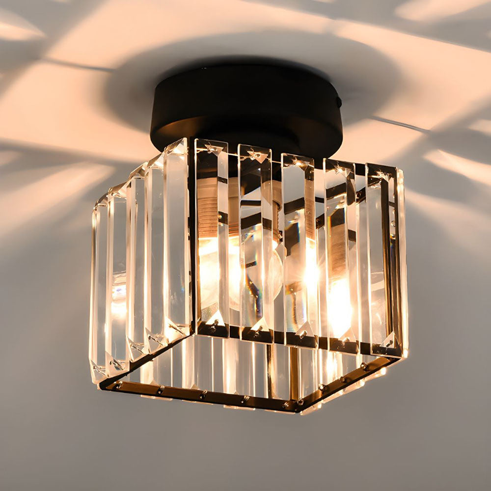 Crystal ceiling spotlight with E27 fitting – square and round light fixture by BROKLEN – view 3