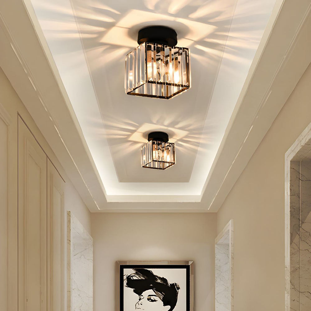 Crystal ceiling spotlight with E27 fitting – square and round light fixture by BROKLEN – view 2