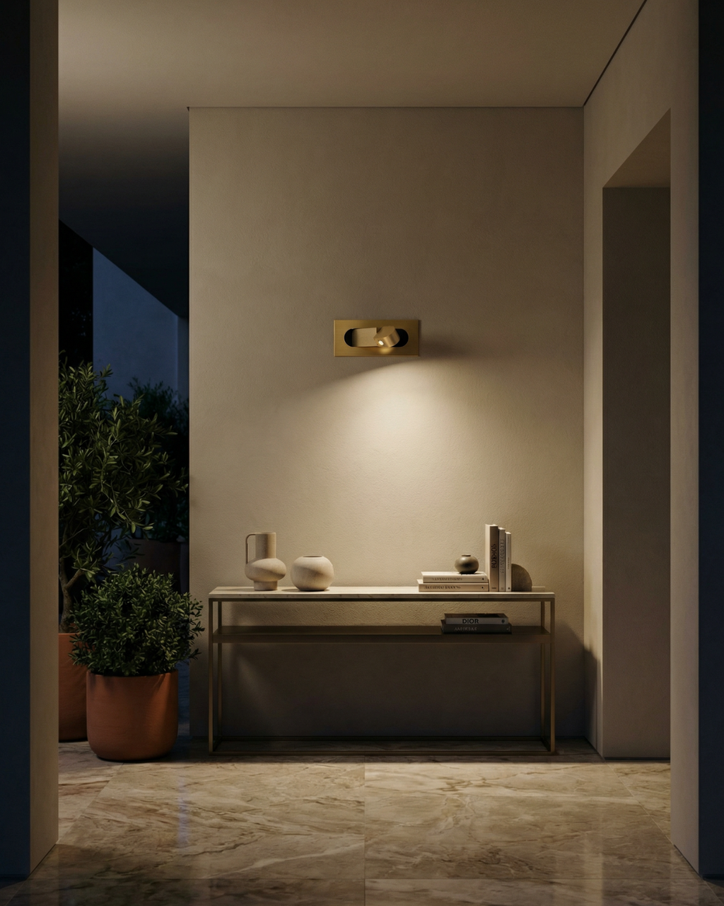 Minimalist semi-circle Nordic wall light in gold and dark grey by BROKLEN