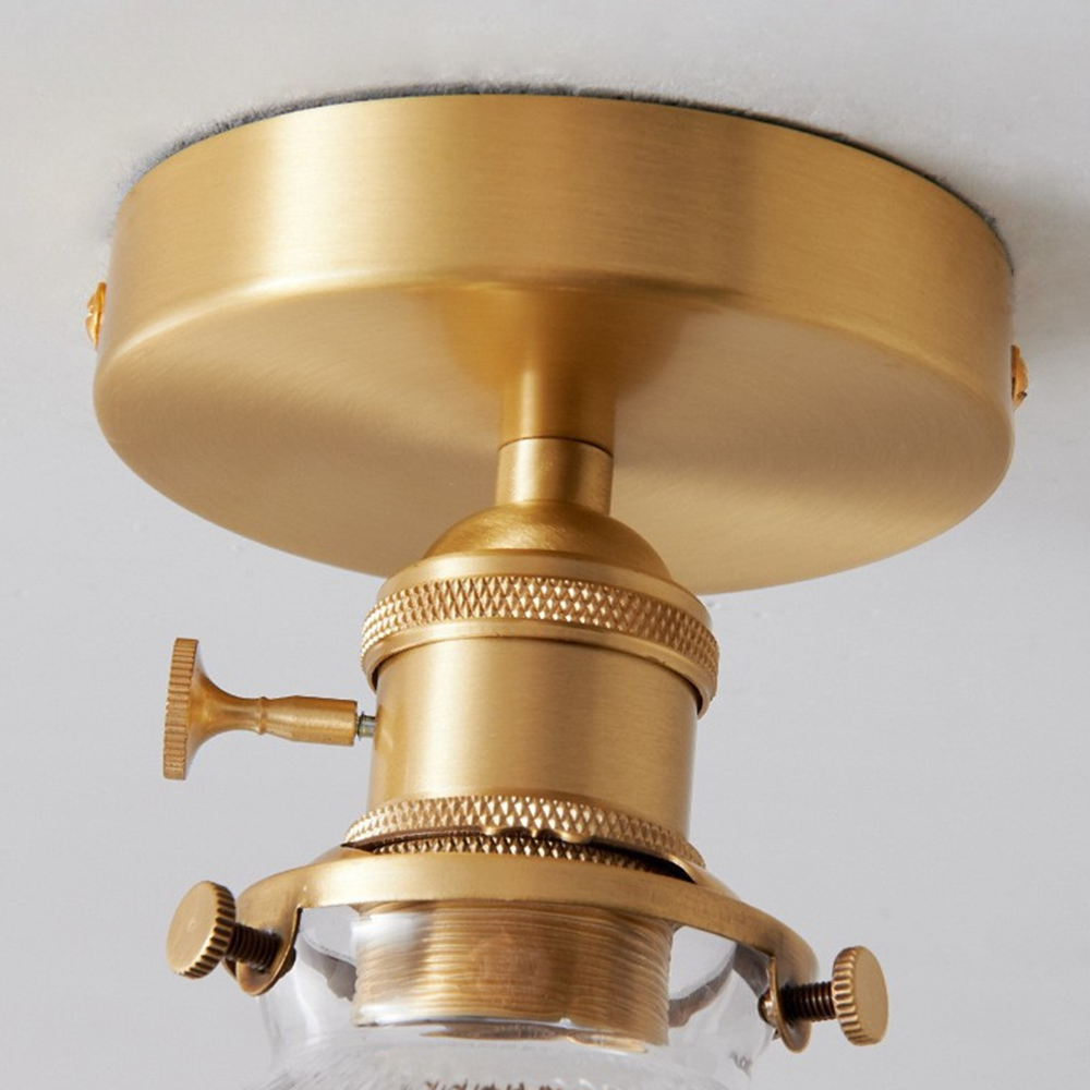 Vintage clear glass ceiling light with brass detailing by BROKLEN – view 12