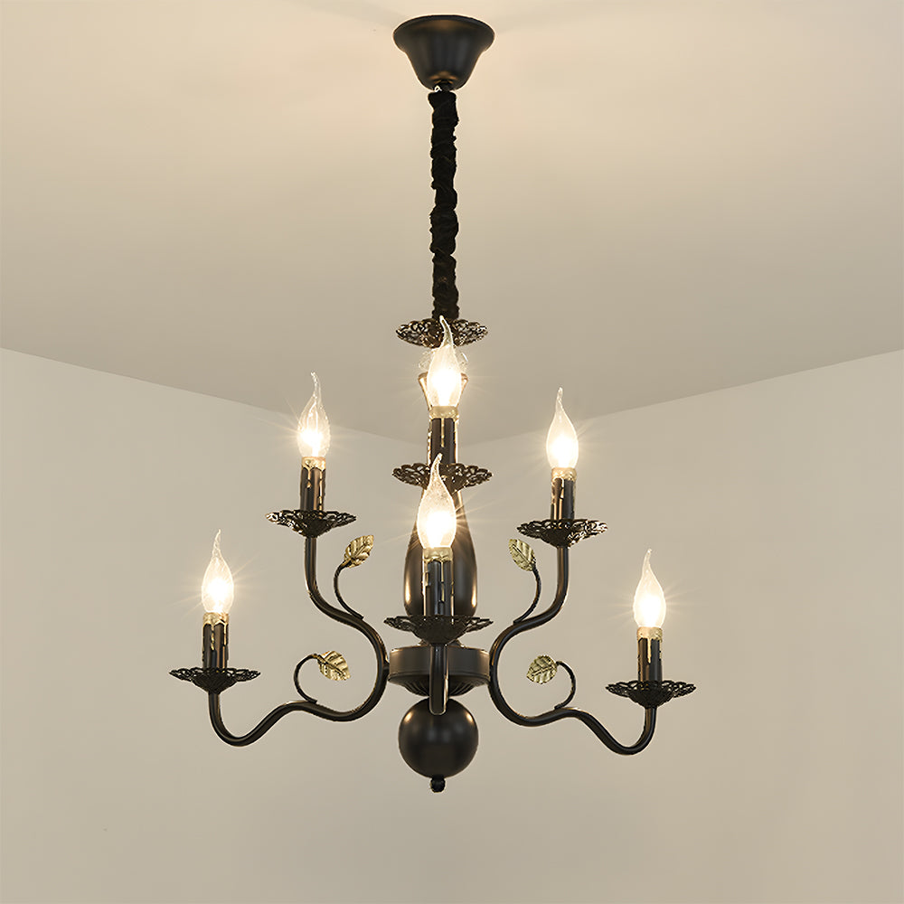 Flemish style curved arm iron chandelier by BROKLEN – view 2