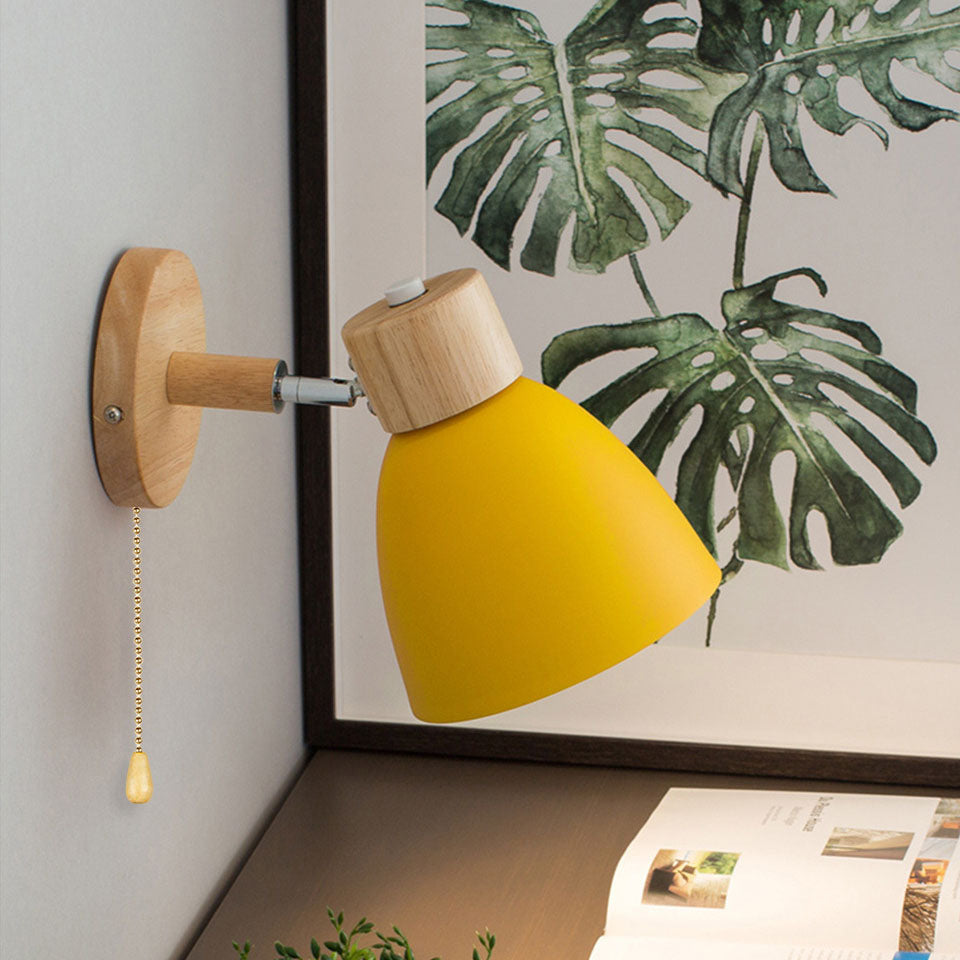 Scandinavian wood and metal cone wall light by BROKLEN