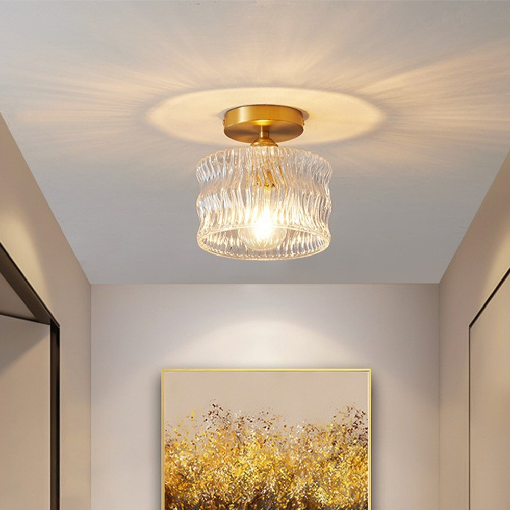 Vintage clear glass ceiling light with brass detailing by BROKLEN