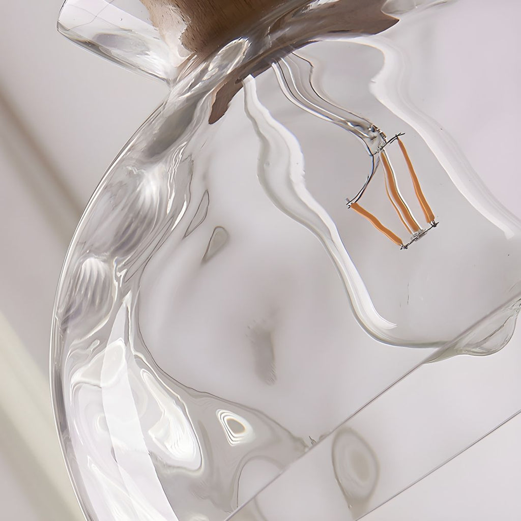 Clear glass pendant light with natural wood accent by BROKLEN – view 9