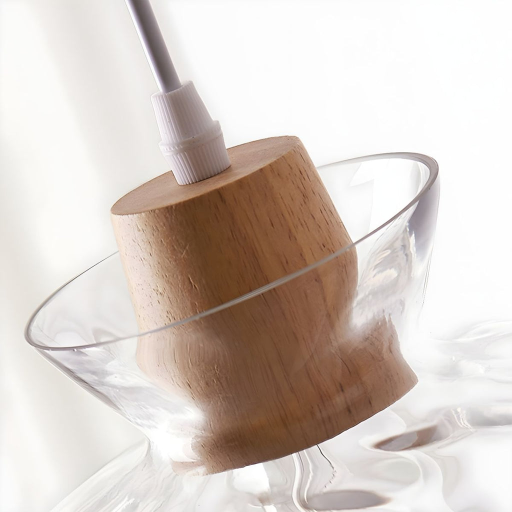 Clear glass pendant light with natural wood accent by BROKLEN – view 8