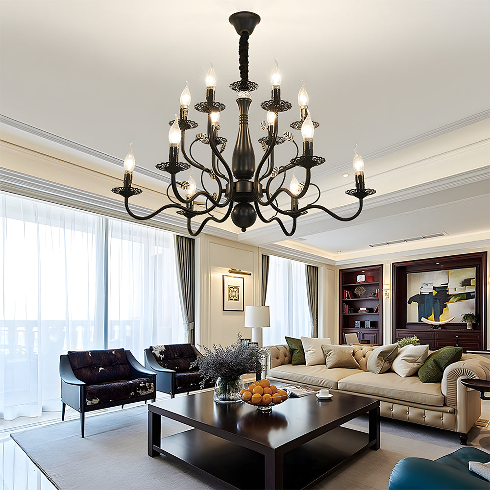 Flemish style curved arm iron chandelier by BROKLEN – view 3