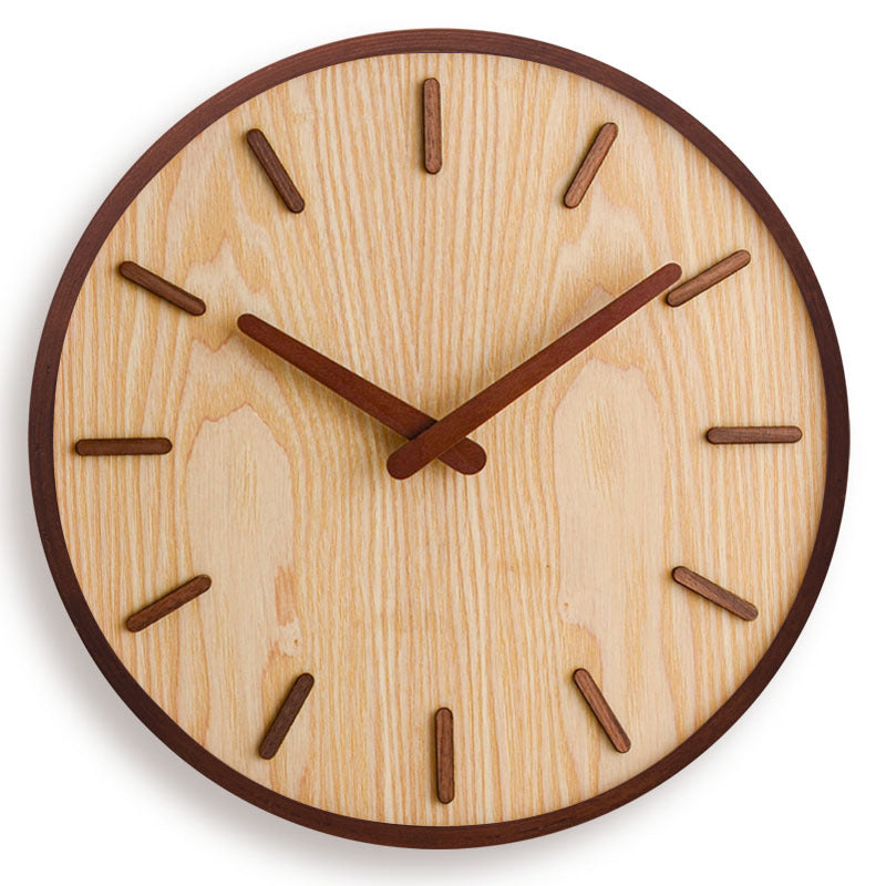 Minimalist walnut wooden round wall clock by BROKLEN – view 7