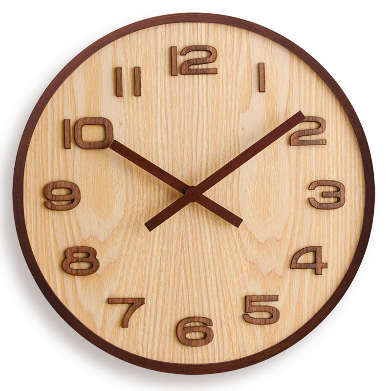 Minimalist walnut wooden round wall clock by BROKLEN – view 4