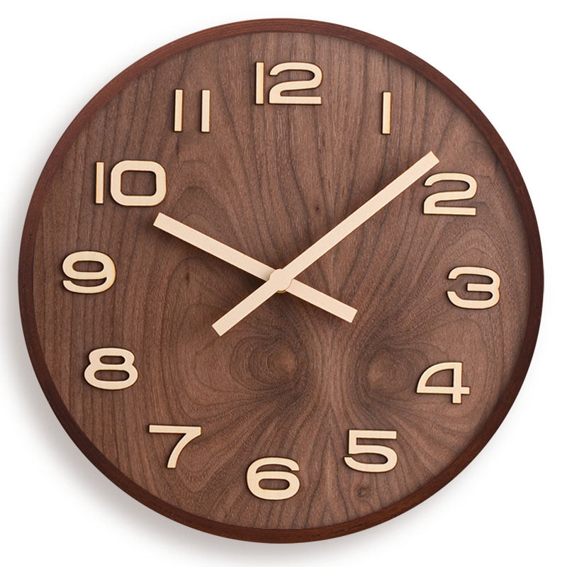 Minimalist walnut wooden round wall clock by BROKLEN – view 5
