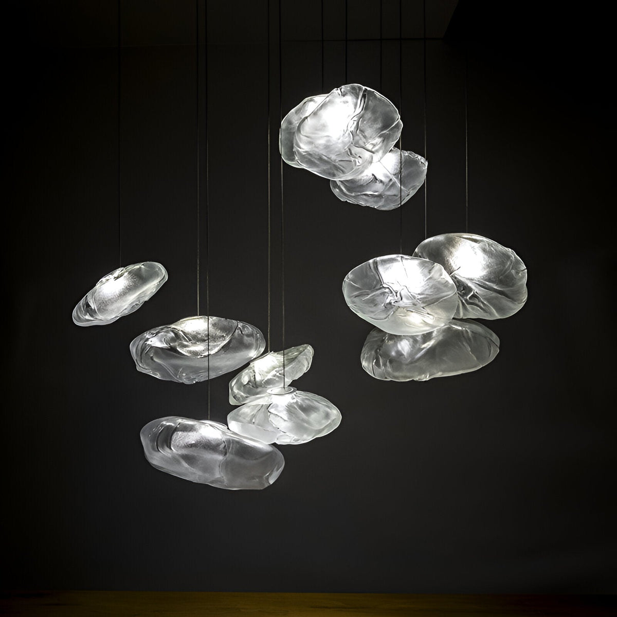 Glass cloud pendant light in ash, amber and clear glass by BROKLEN – view 2