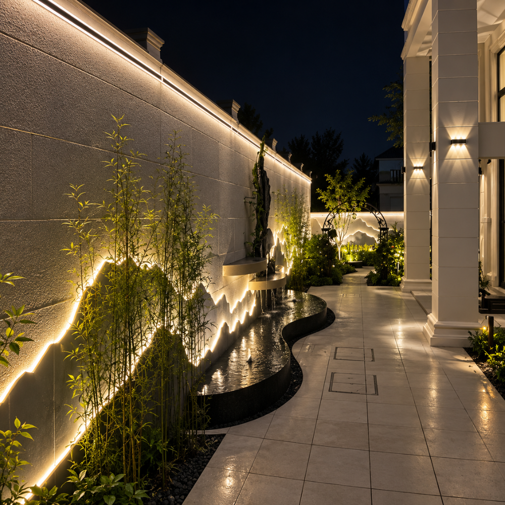 Architectural black vertical linear LED wall light by BROKLEN – view 45