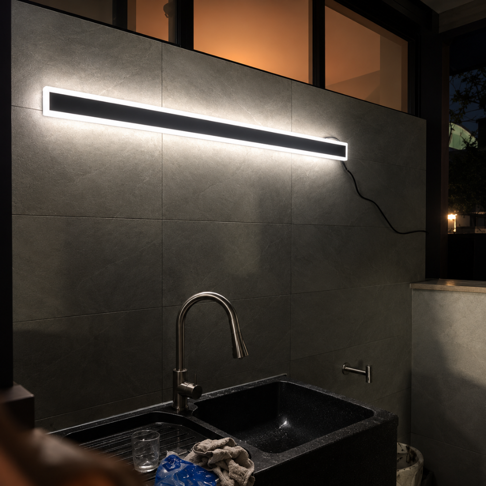 Architectural black vertical linear LED wall light by BROKLEN – view 42