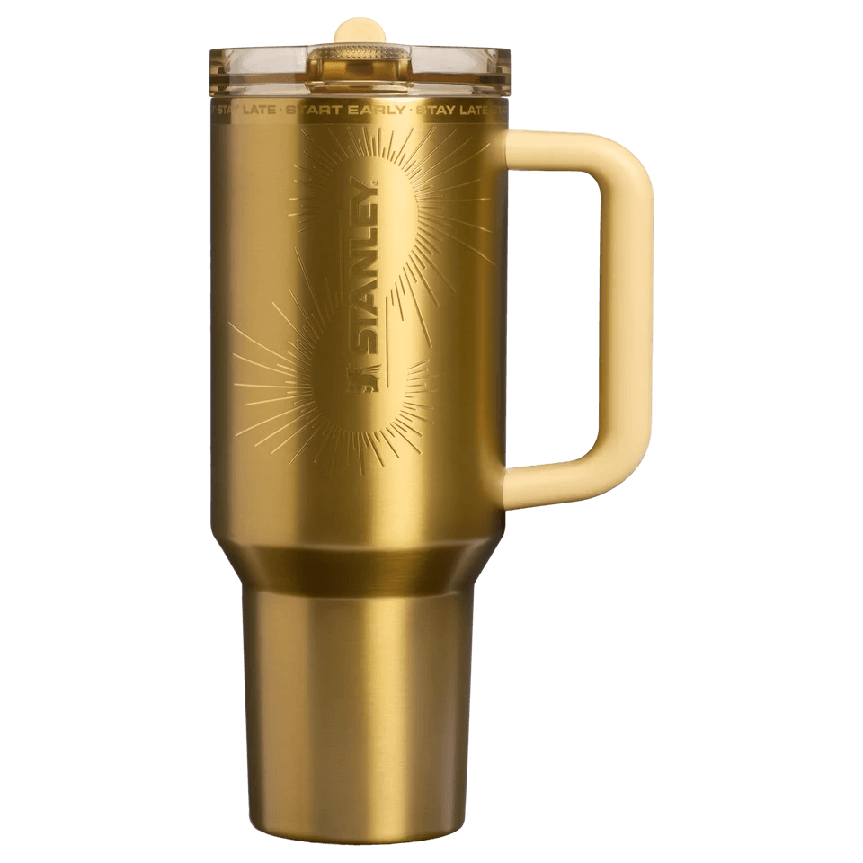 Golden Radiance 40oz Tumbler - metallic gold insulated tumbler, front view