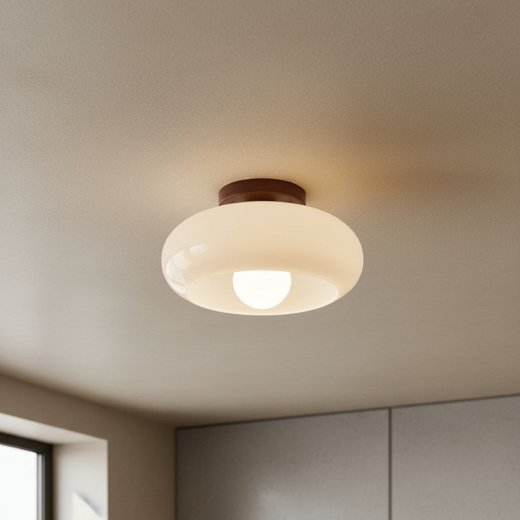 French Bauhaus ceiling light with opal glass shade by BROKLEN – view 9