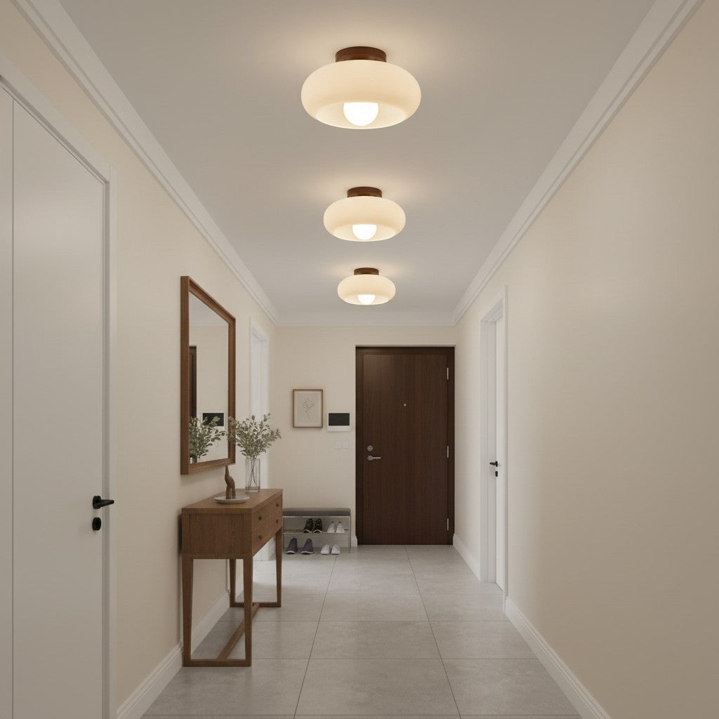 French Bauhaus ceiling light with opal glass shade by BROKLEN – view 5