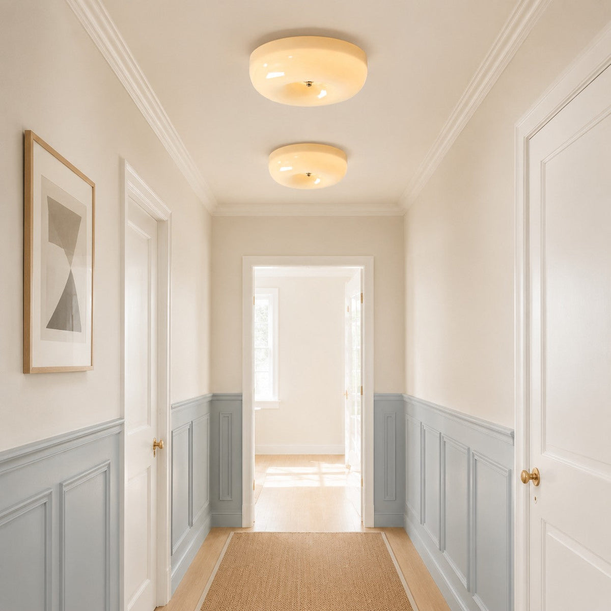 Bauhaus milk white glass cream pudding ceiling light by BROKLEN – view 4