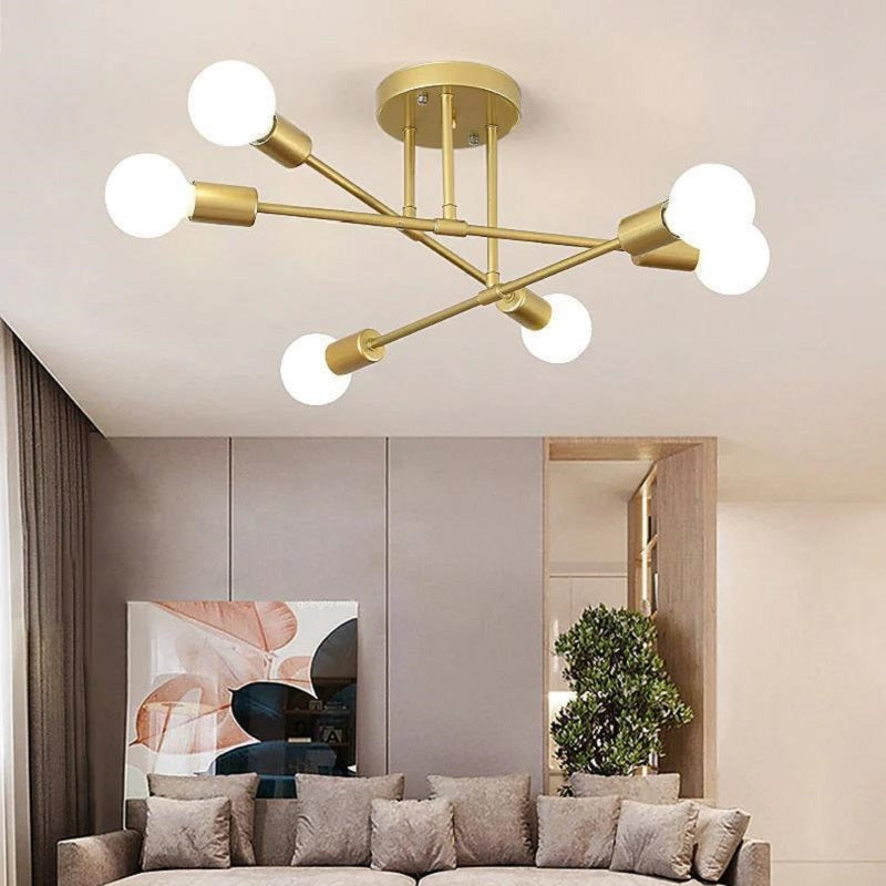 Sputnik semi flush mount chandelier in black and gold by BROKLEN – view 2