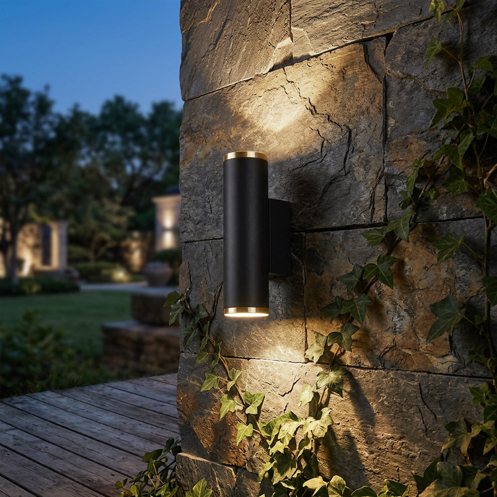 Black and gold up and down LED outdoor wall light by BROKLEN