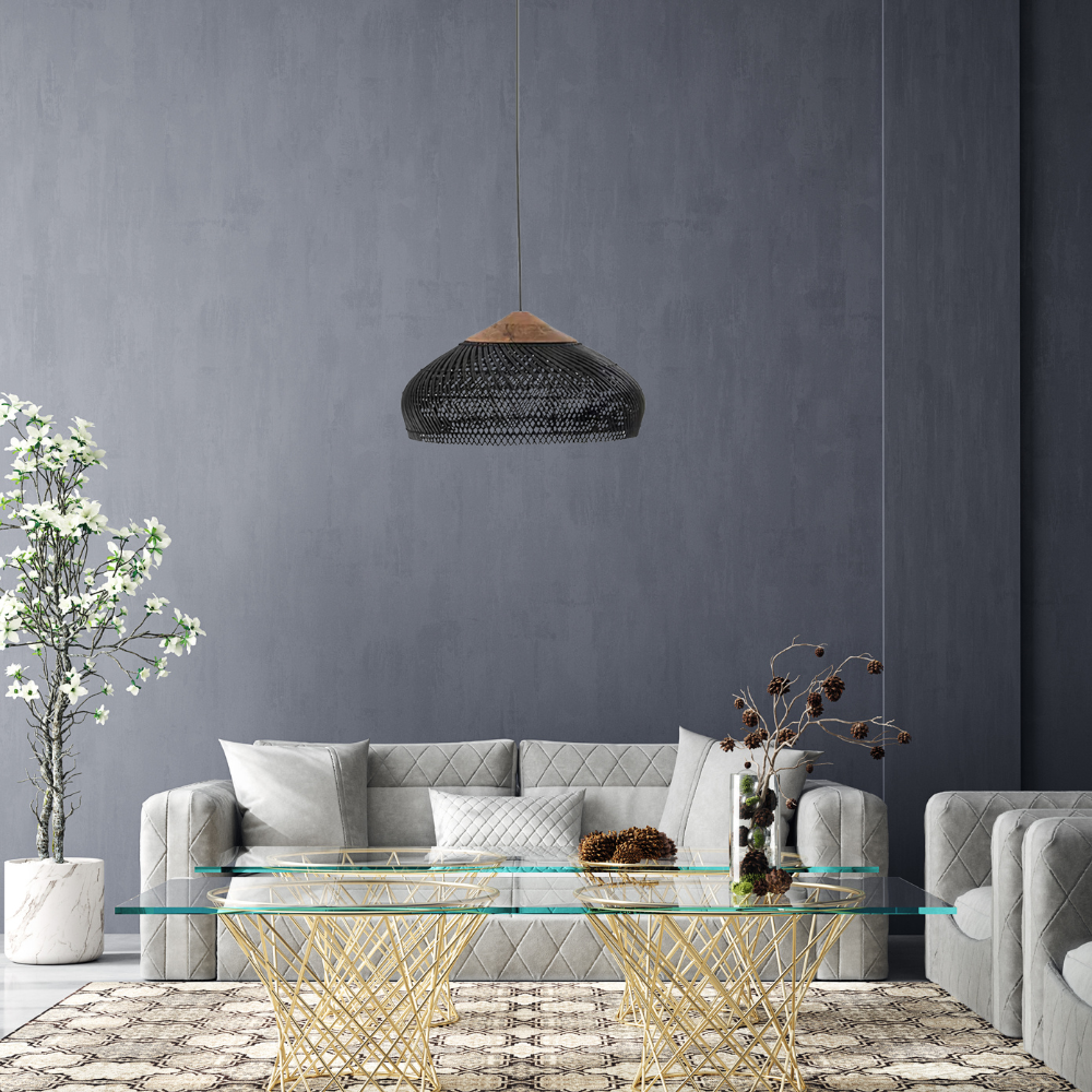 Retro bohemian black rattan pendant light by BROKLEN – view 7