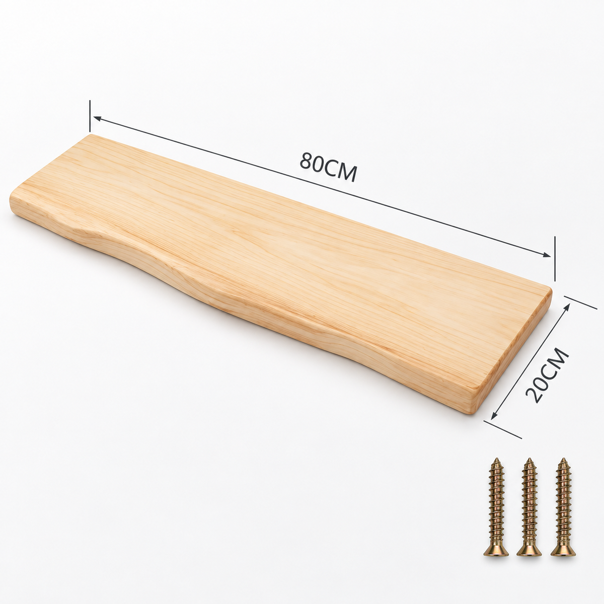 Live edge acacia wood wall shelf with black steel frame by BROKLEN – view 19