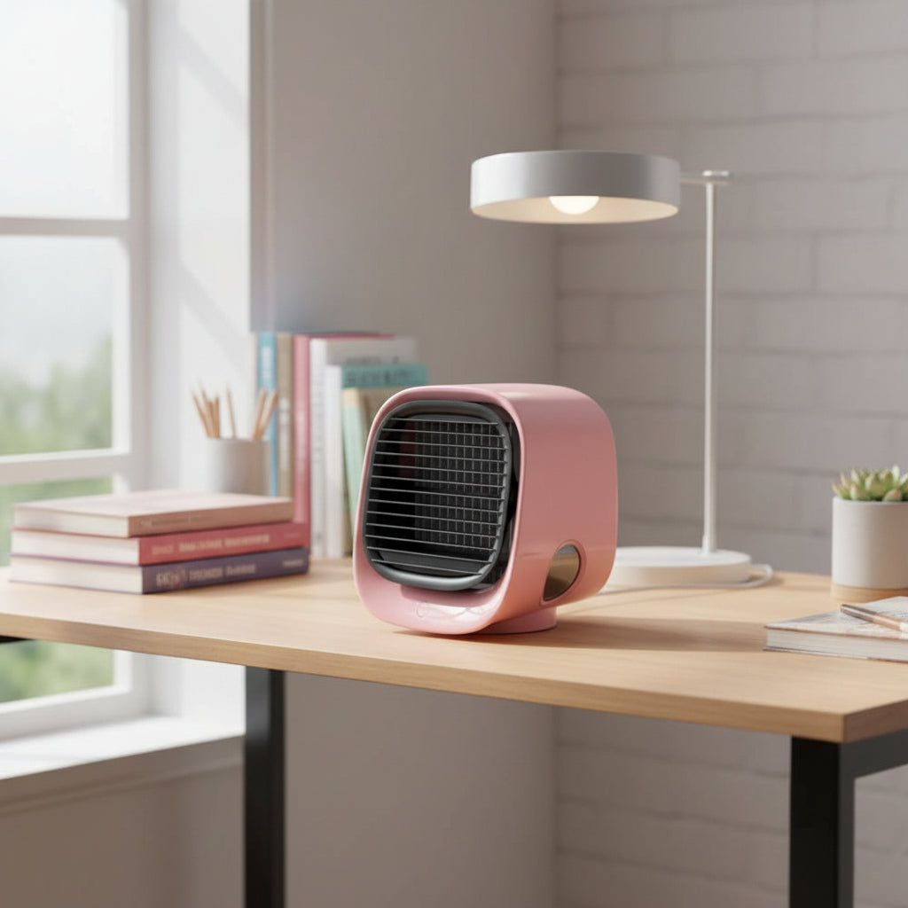 Mini 2-in-1 USB air cooler and humidifier with LED light by BROKLEN – view 4