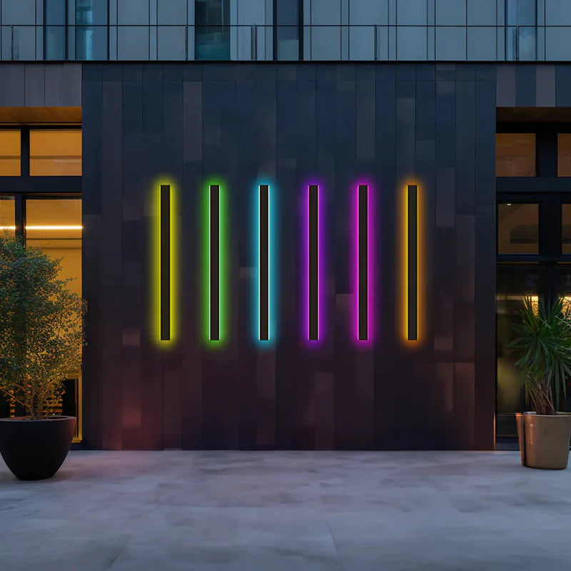 Architectural black vertical linear LED wall light by BROKLEN – view 8