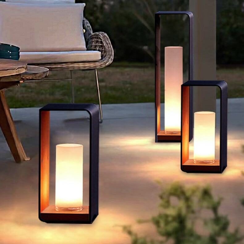 Black rectangular solar outdoor lantern with frosted glass by BROKLEN – view 20