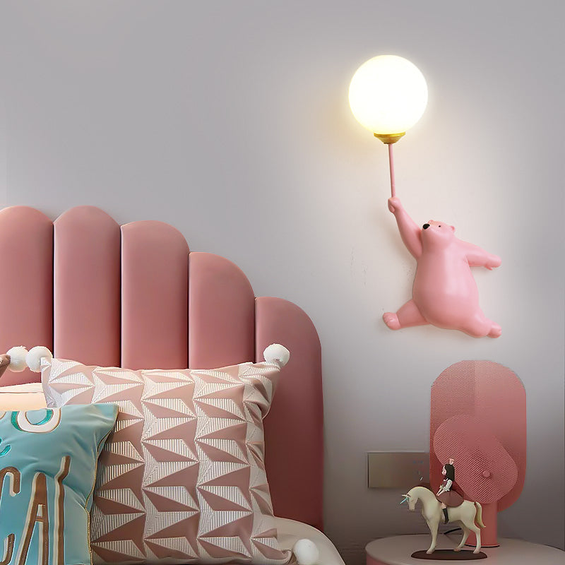 Cute bear holding balloon wall lamp for kids room by BROKLEN – view 2