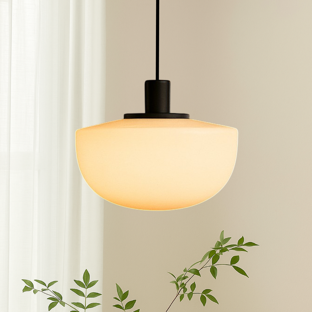 Contemporary Italian-style curved pendant light by BROKLEN