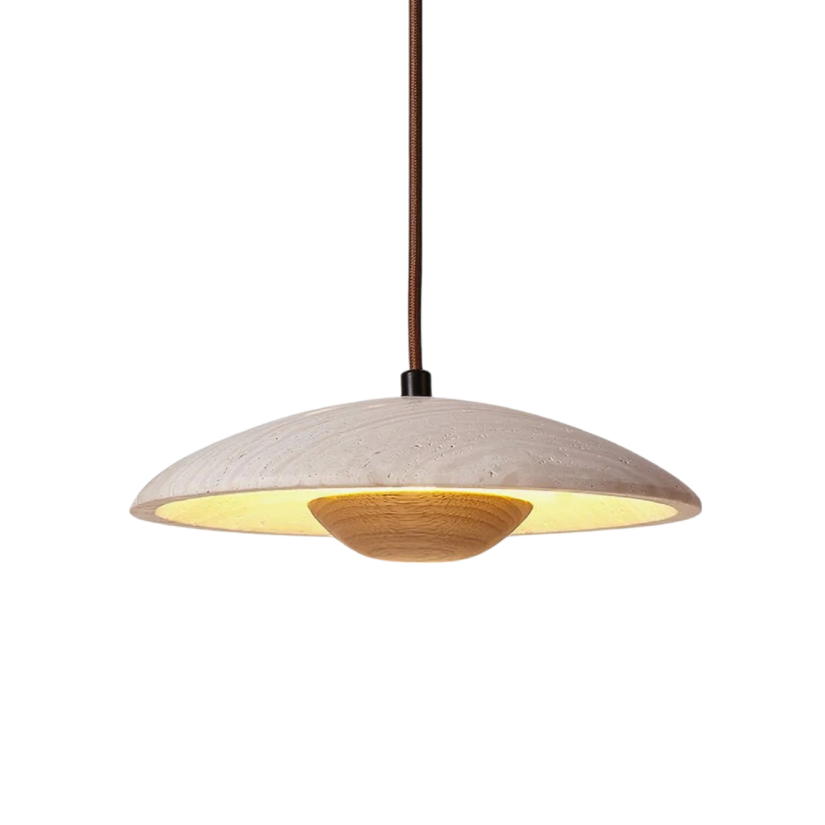 Travertine stone cylinder pendant light by BROKLEN – view 6