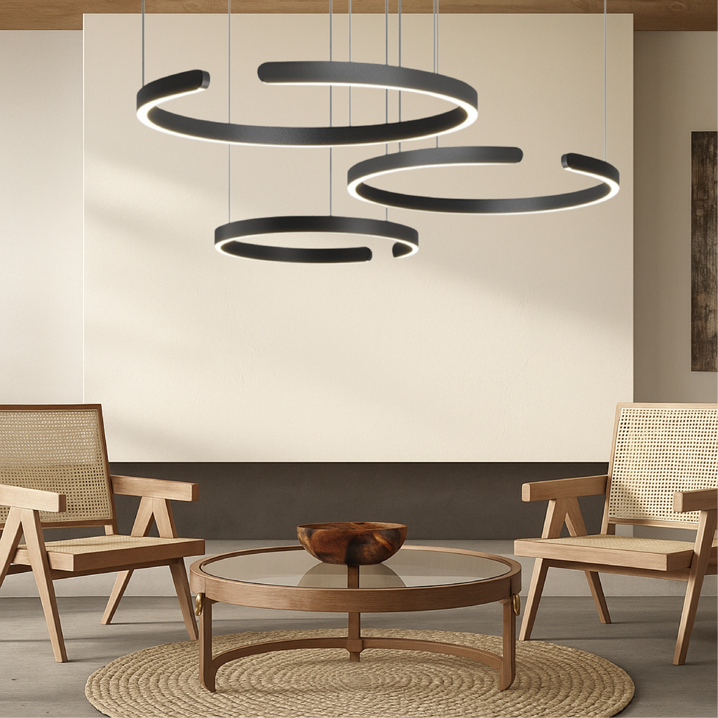 Modern 3-ring circular LED pendant light by BROKLEN