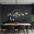 Clear glass linear kitchen table chandelier by BROKLEN
