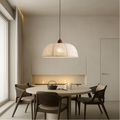 Scandinavian fabric pendant light with wood detail by BROKLEN