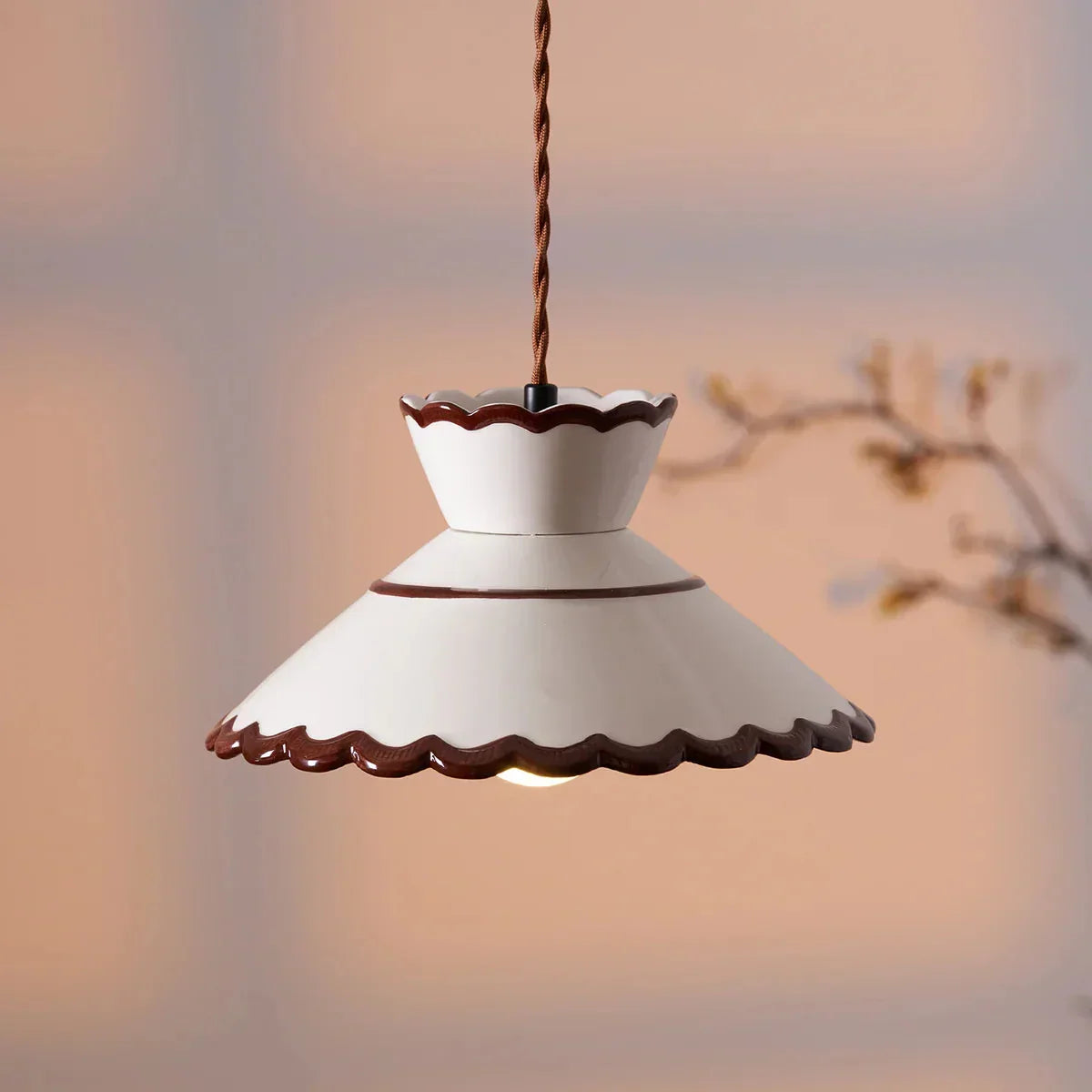 Vintage ceramic pendant light – country style hanging light by BROKLEN – view 4