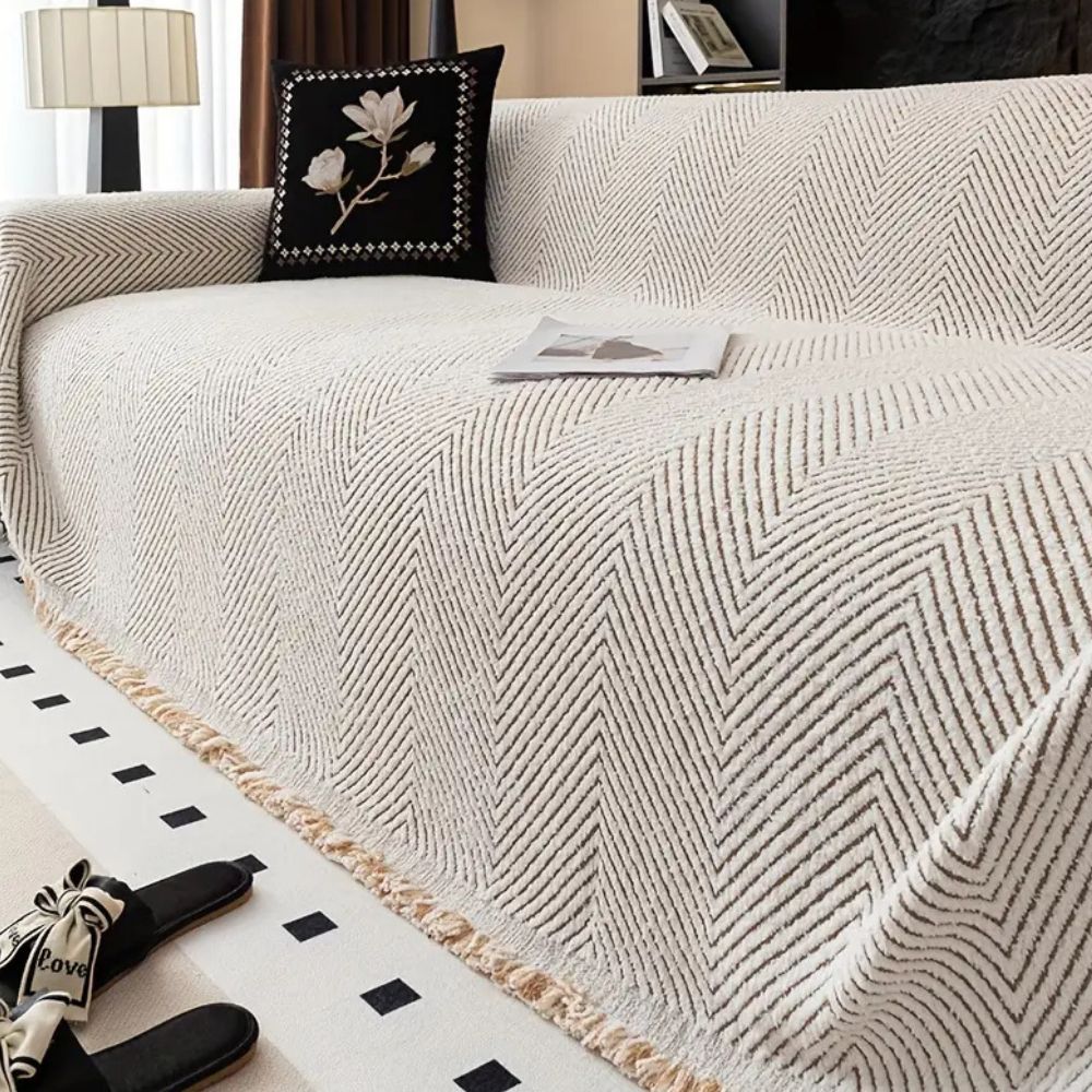 Herringbone pattern anti-slip sofa cover slipcover by BROKLEN – view 2