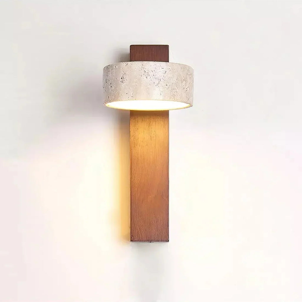 Adjustable travertine and wood wall light – bedside reading wall lamp by BROKLEN – view 6