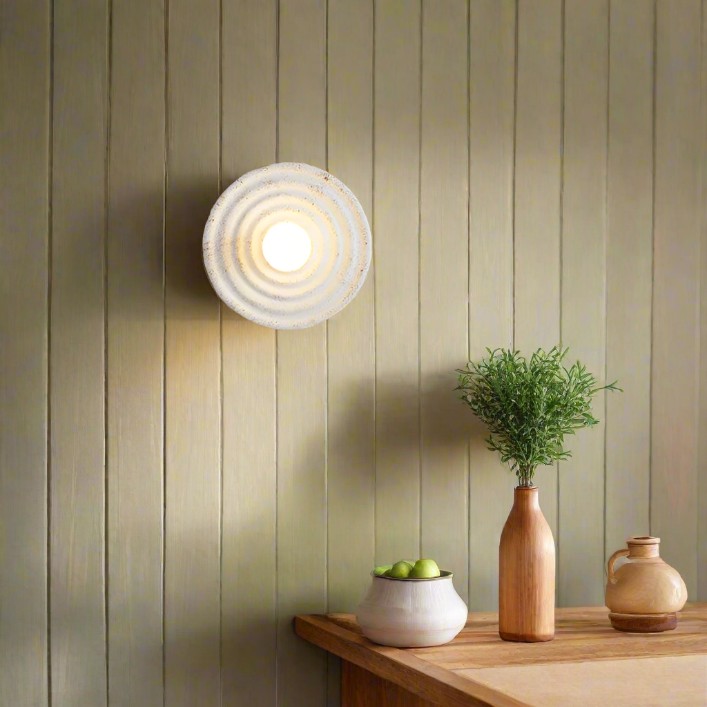 Wabi-sabi round resin wall light by BROKLEN – view 14