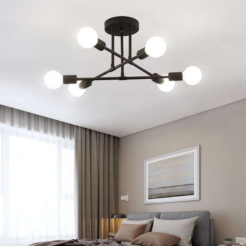 Sputnik semi flush mount chandelier in black and gold by BROKLEN – view 6