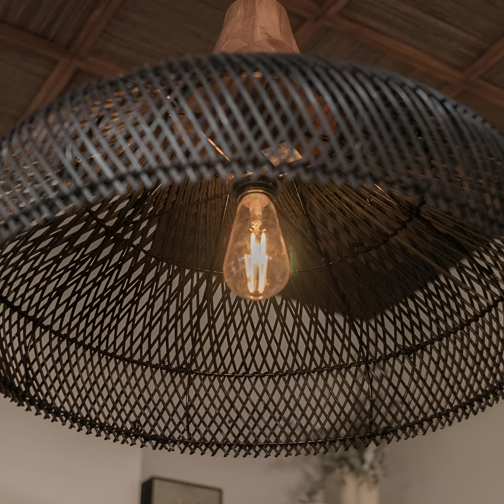 Retro bohemian black rattan pendant light by BROKLEN – view 8