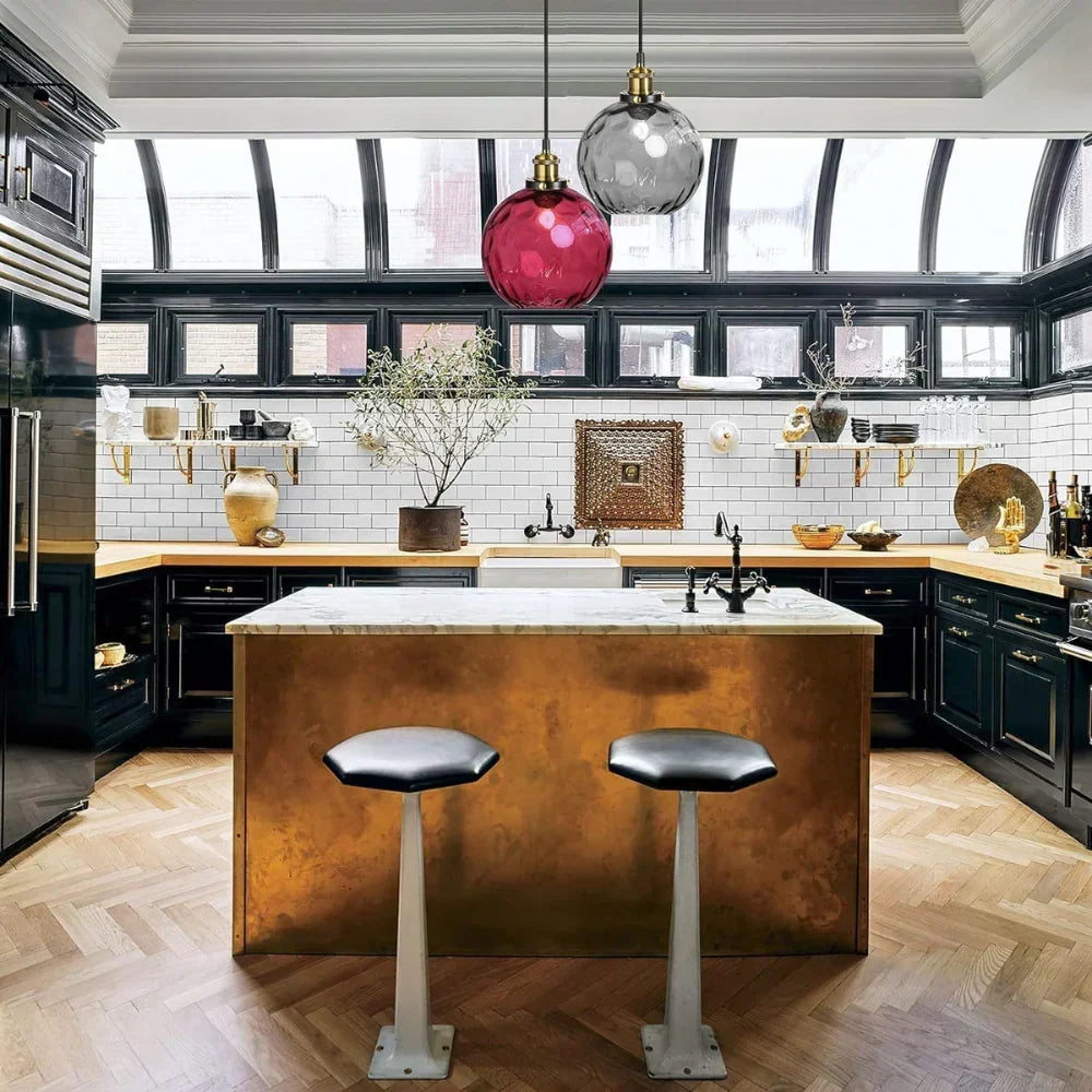 Modern glass globe LED pendant light in Nordic colours by BROKLEN – view 7
