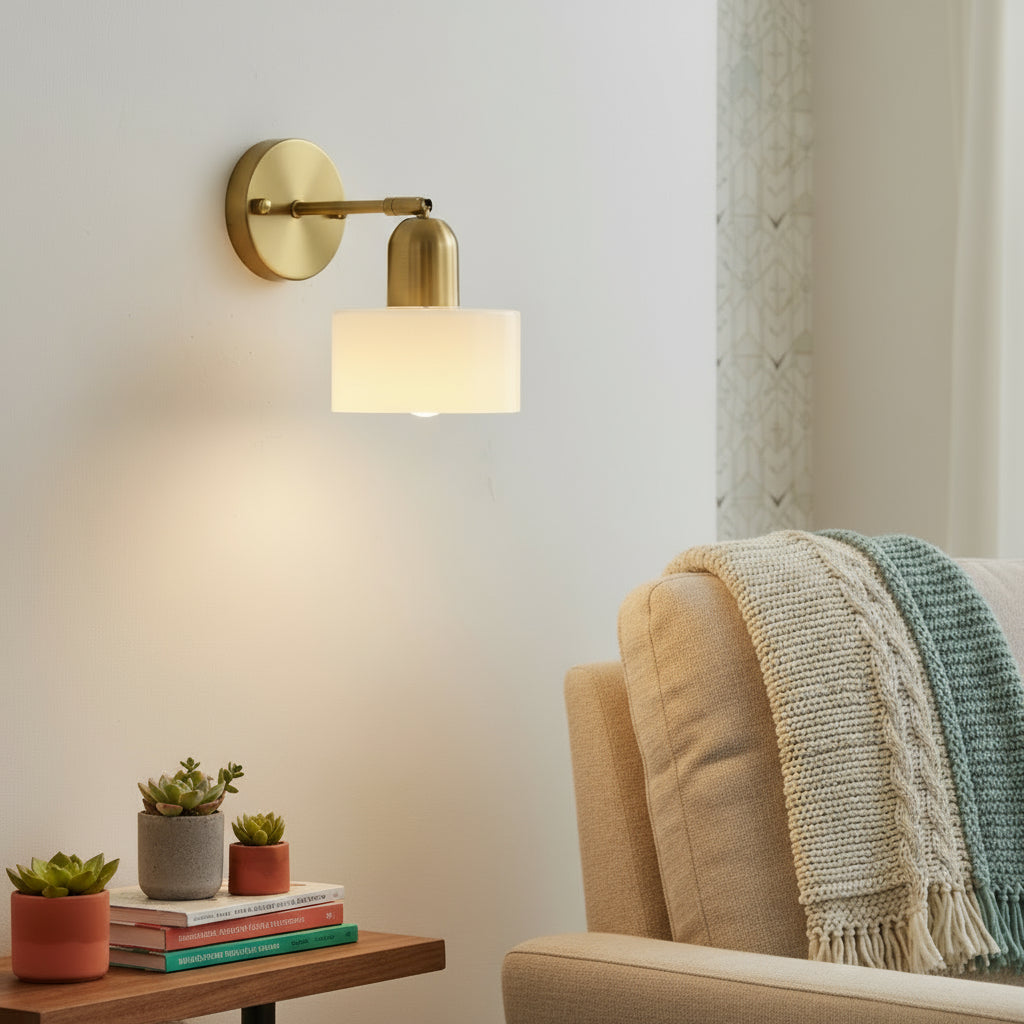 Bauhaus wall lamp with coloured glass shade by BROKLEN – view 5