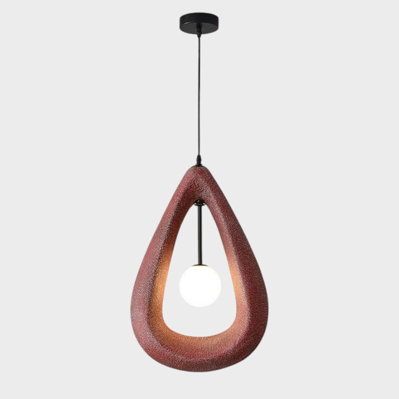 Japandi oval pendant light in white, grey and red by BROKLEN – view 9